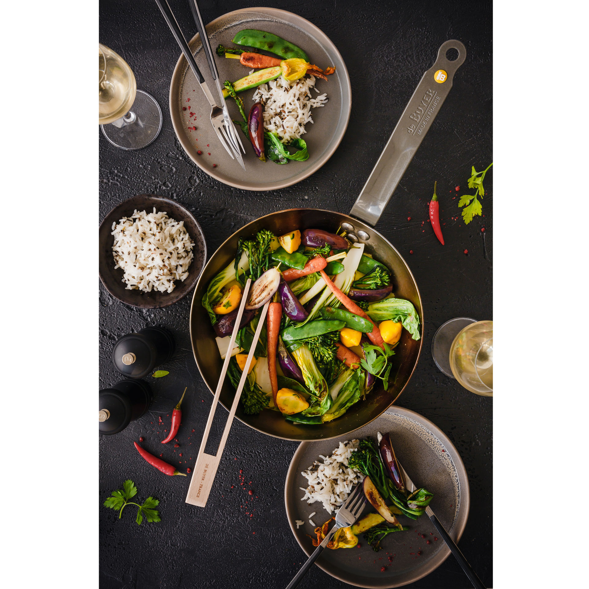 De Buyer | Oceľová panvica WOK Mineral B Element, pr. 24 cm