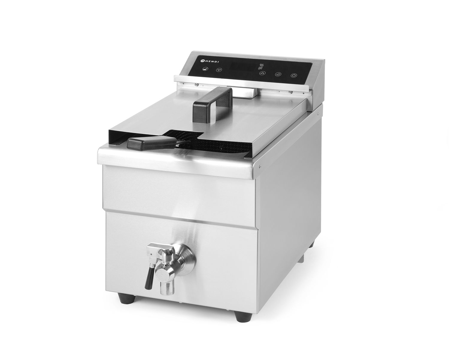 Indukčná fritéza s vypúšťacím kohútikom, 8 l, HENDI, 8L, Svetlošedá, 230V/3500W, 288x619x(H)408mm
