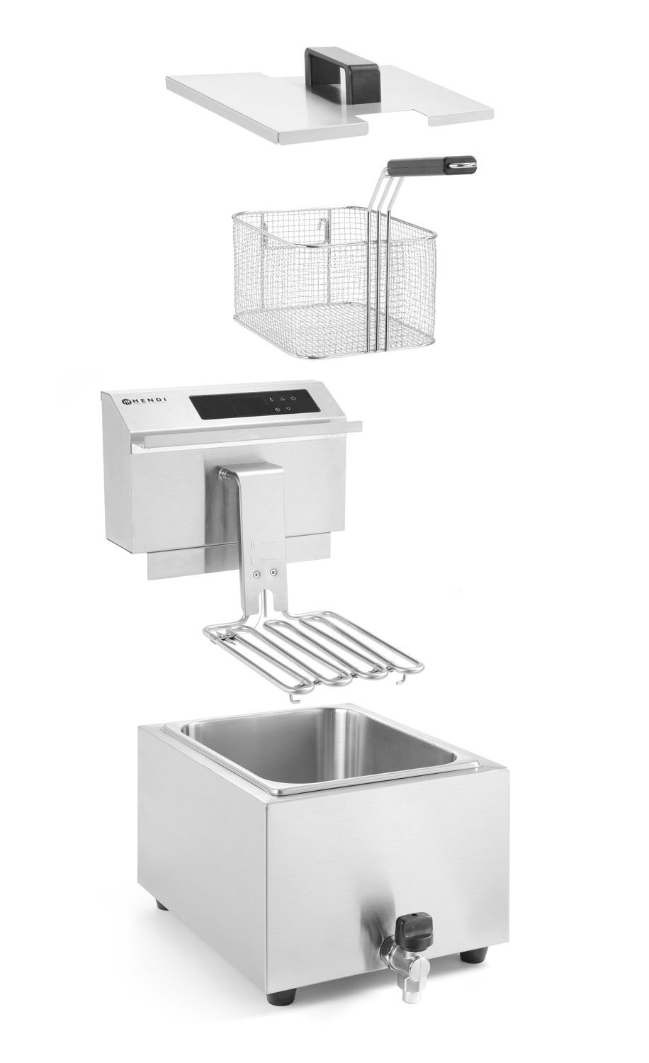 Fritéza s digitálnym ovládacím panelom Profi Line s výpustným ventilom – 8 l, HENDI, 8L, 230V/3500W, 300x515x(H)345mm
