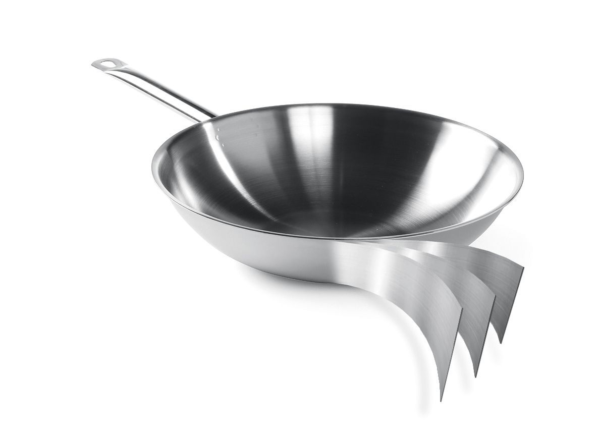 Panvica Wok 3-vrstvová – bez pokrievky, HENDI, ⌀360x(H)100mm