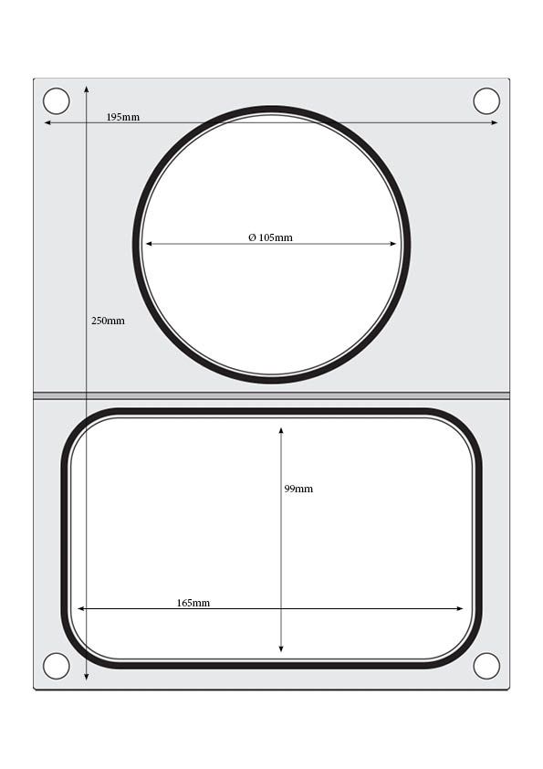 Matrica pre zváračku, HENDI, 2 nádoby: 1x 178x113 mm, 1x ø115 mm