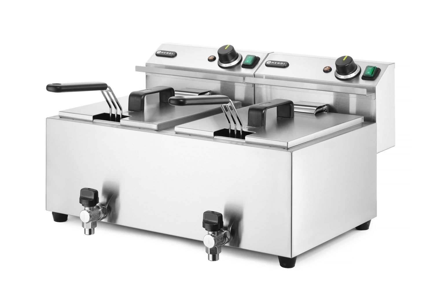 Manuálna fritéza Profi Line s vypúšťacím kohútikom, 2× 8 l, HENDI, Profi Line, 16L, 230V/7000W, 610x515x(H)369mm