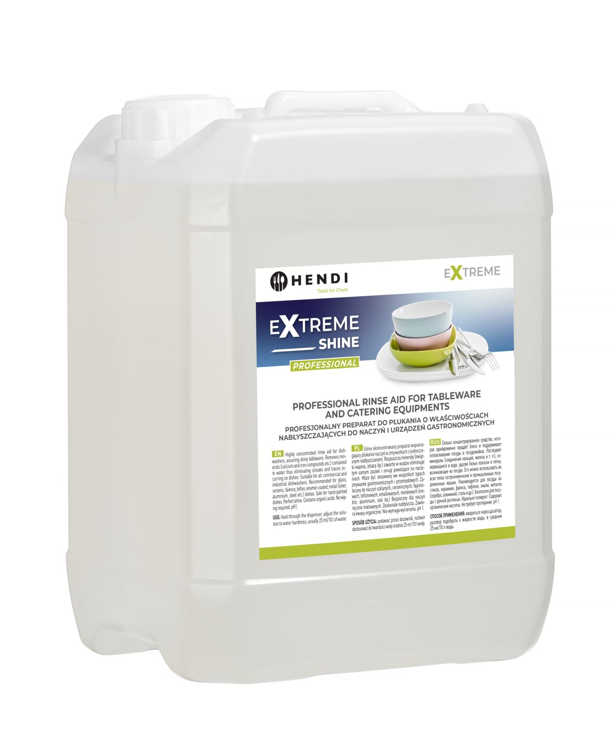 Oplachovací prostriedok Extreme Shine Professional na riad a stravovacie zariadenia, HENDI, 10 l