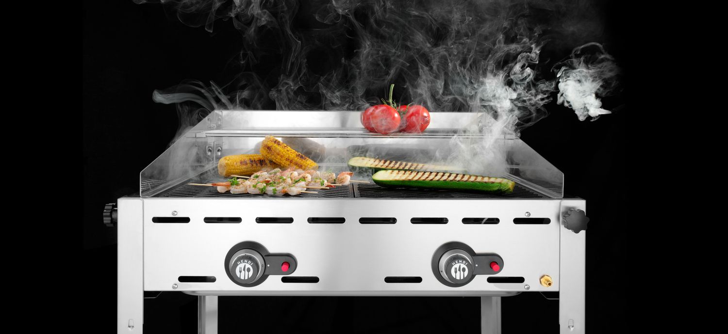 2-horákový plynový gril Green Fire Profi Line, HENDI, Profi Line, 2 mriežky z nehrdzavejúcej ocele GN 1/1, 11,6kW, 740x612x(H)825mm