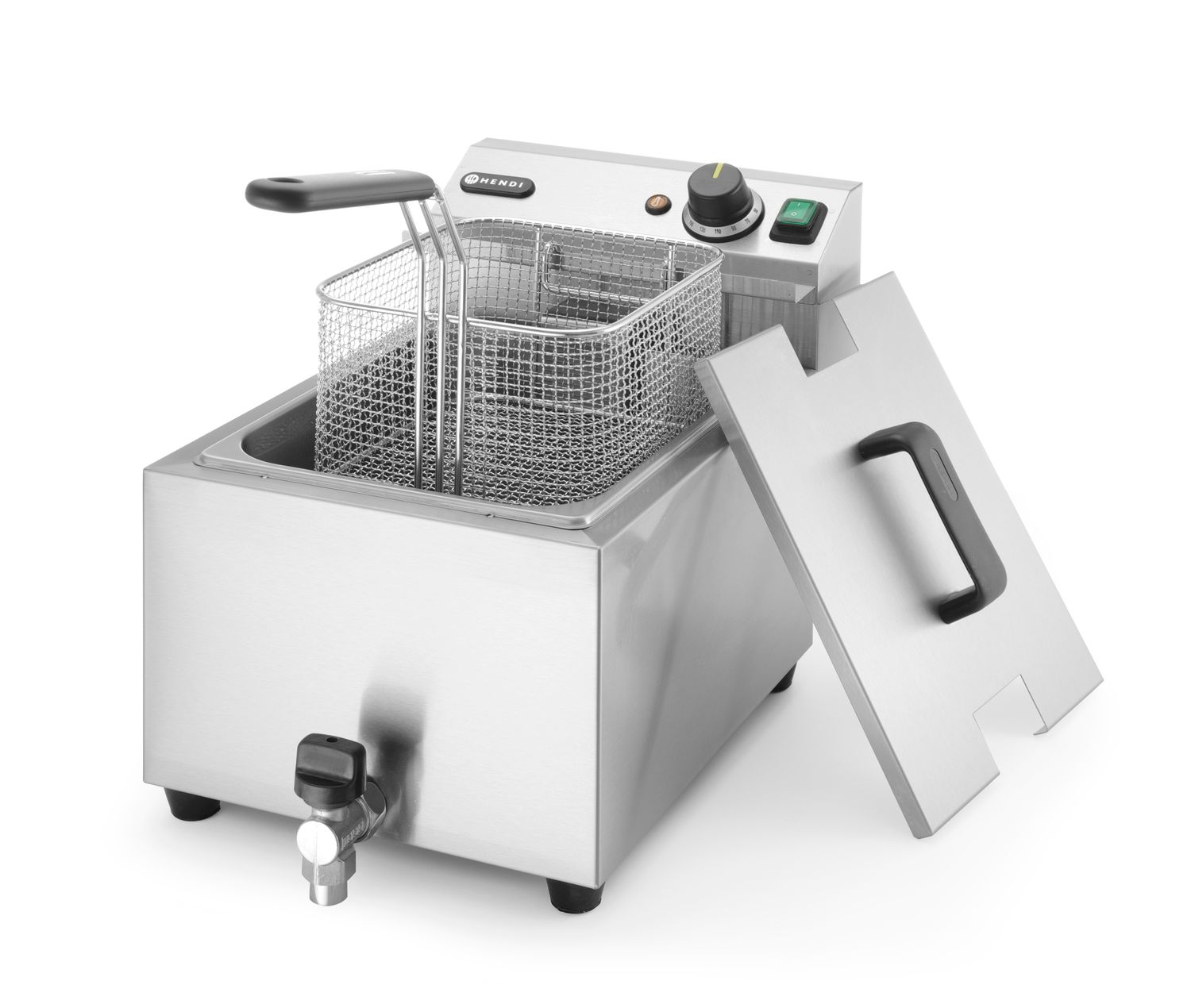 Manuálna fritéza Profi Line s vypúšťacím kohútikom, 8 l, HENDI, Profi Line, 8L, Svetlošedá, 230V/3500W, 305x515x(H)354mm