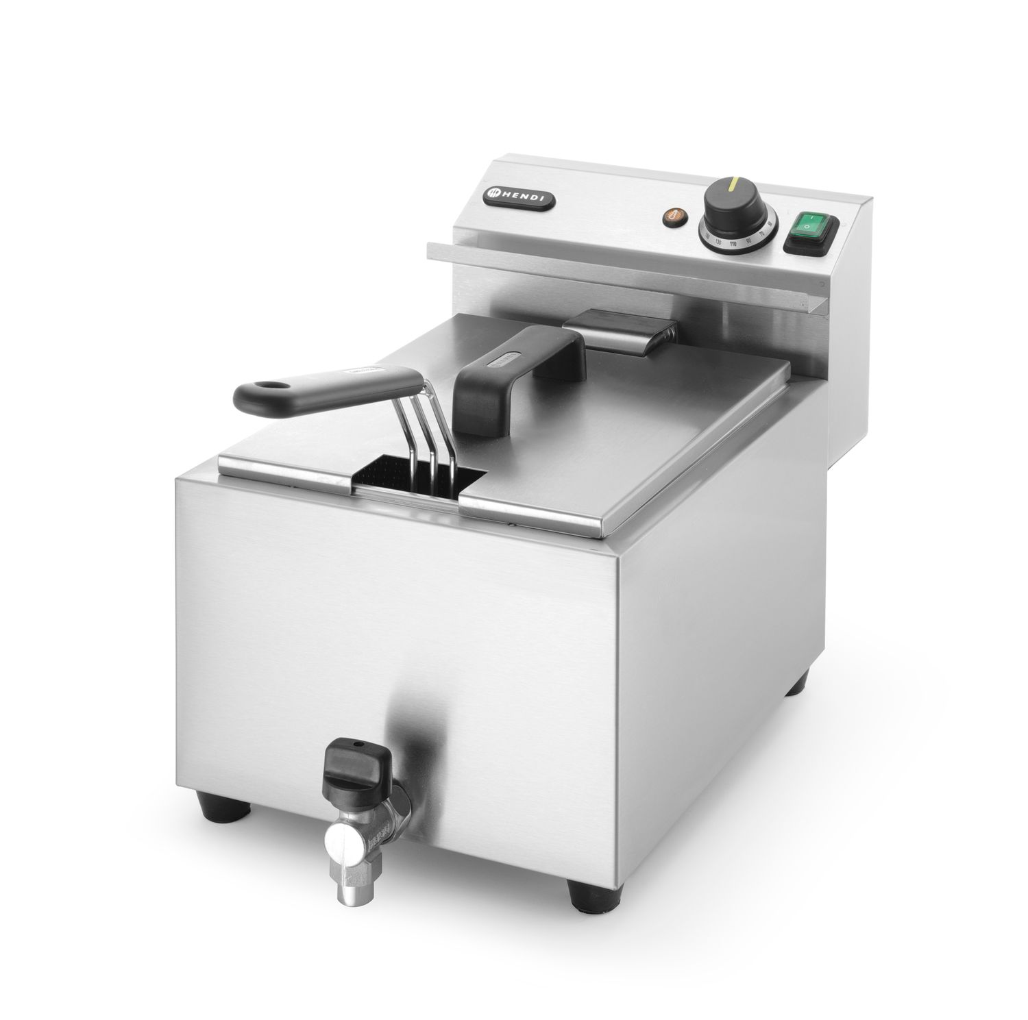 Manuálna fritéza Profi Line s vypúšťacím kohútikom, 8 l, HENDI, Profi Line, 8L, Svetlošedá, 230V/3500W, 305x515x(H)354mm