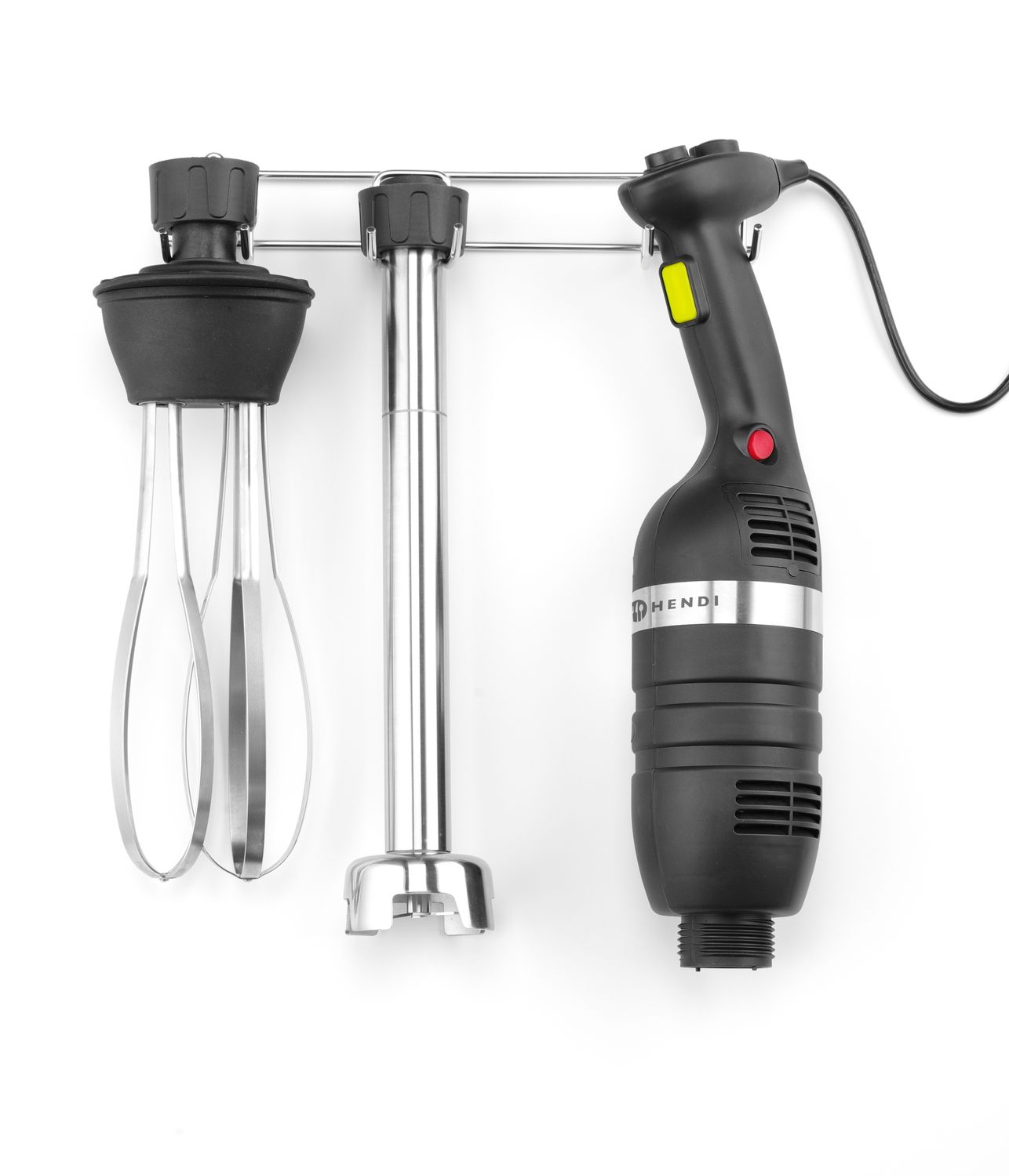 Sada: Tyčový mixér 350 s variabilnou rýchlosťou + metlička + stojan na stenu, HENDI, Kitchen Line, Čierna, 230V/350W, 110x324x(H)816mm