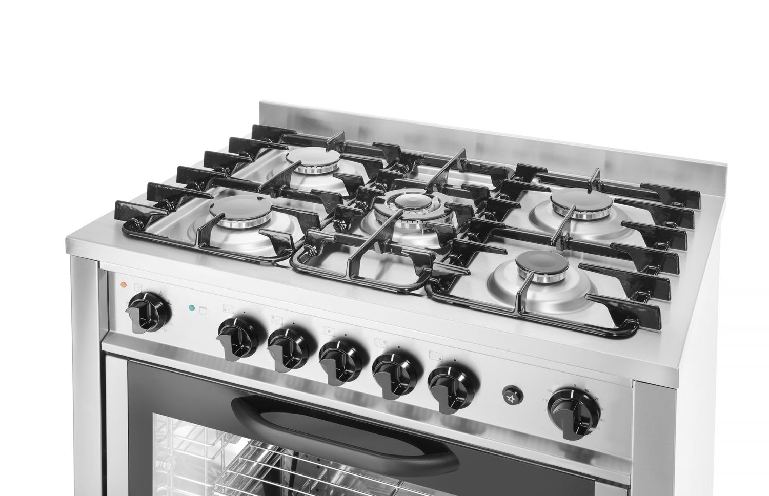 Plynový sporák – 5 horákov s elektrickou rúrou, HENDI, Kitchen Line, Strieborná, 230V/2900W, 14,3kW, 900x653x(H)900mm