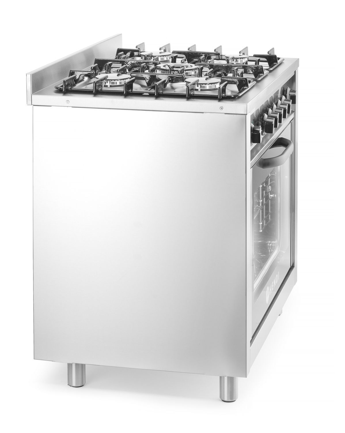 Plynový sporák – 5 horákov s elektrickou rúrou, HENDI, Kitchen Line, Strieborná, 230V/2900W, 14,3kW, 900x653x(H)900mm
