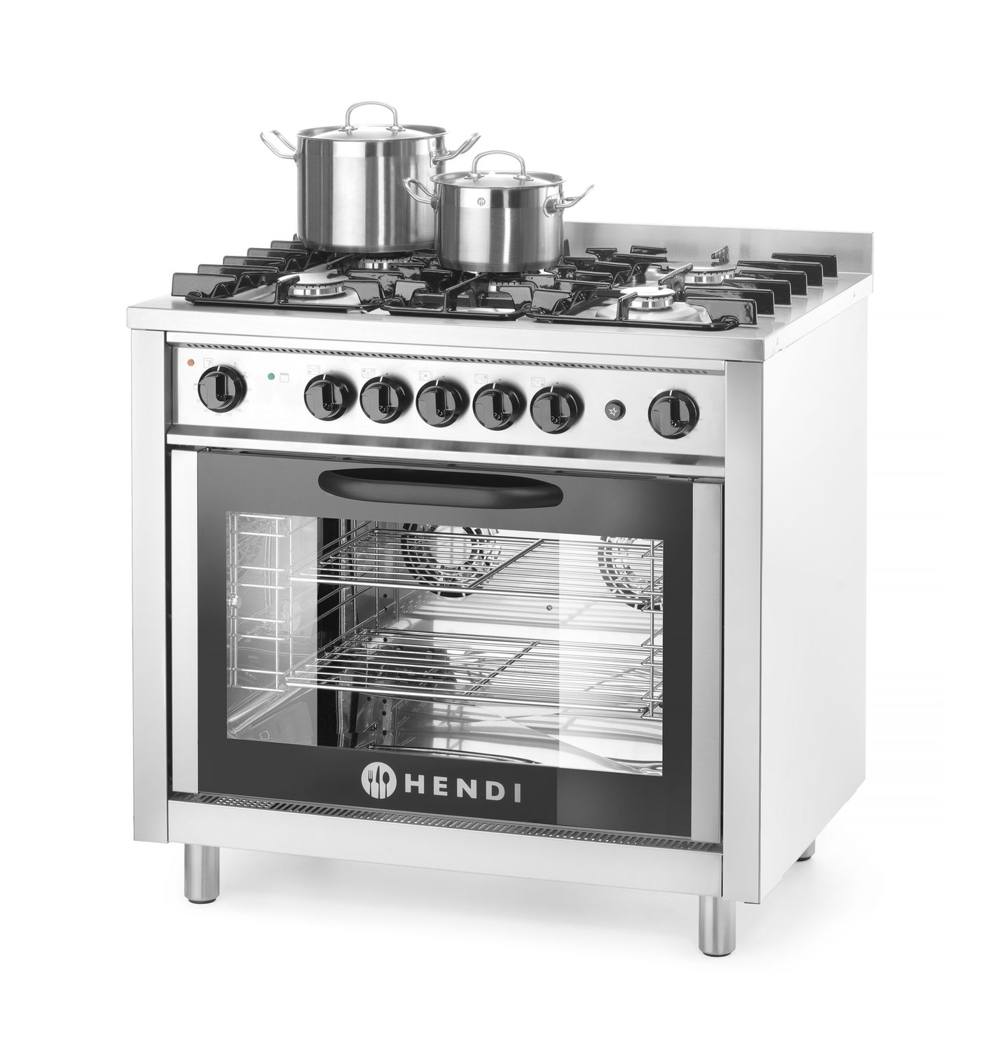 Plynový sporák – 5 horákov s elektrickou rúrou, HENDI, Kitchen Line, Strieborná, 230V/2900W, 14,3kW, 900x653x(H)900mm