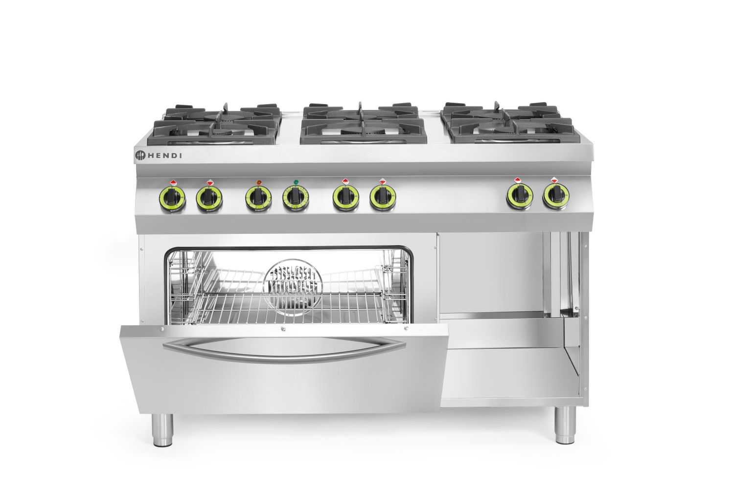 Plynový sporák Kitchen Line 6-horákov s konvekčnou rúrou GN 1/1, HENDI, Kitchen Line, 230V/3000W, 28,5kW, 1200x722x(H)900mm