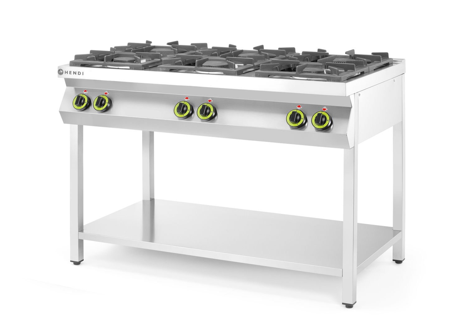 Plynový sporák s otvoreným stojanom so 6 horákmi, HENDI, Kitchen Line, 28,5kW, 1200x700x(H)900mm