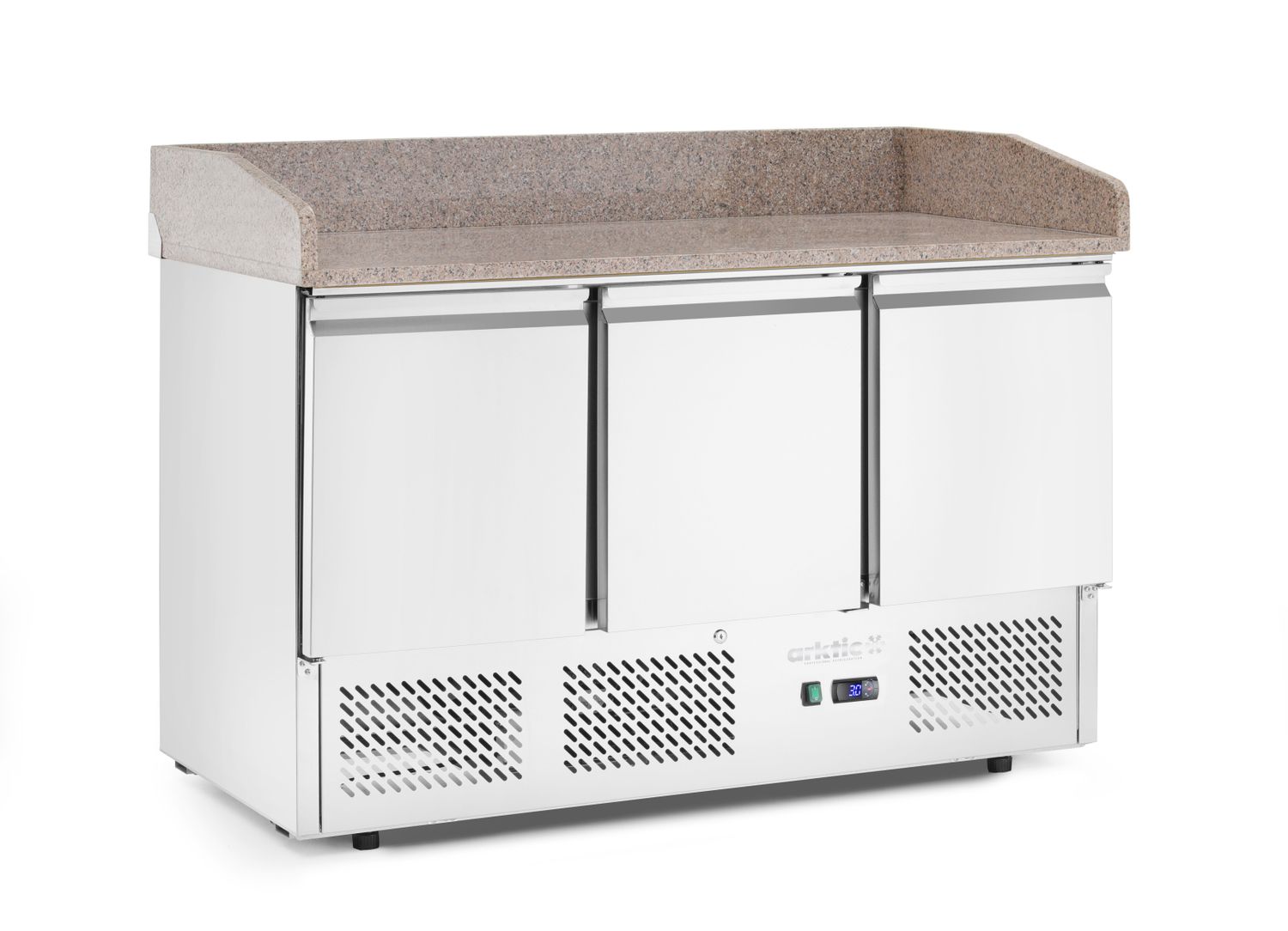 3-dverový chladiaci stôl na pizzu s nadstavbou a granitovou pracovnou doskou, Arktic, 254L, 230V/400W, 1400x700x(H)1491mm