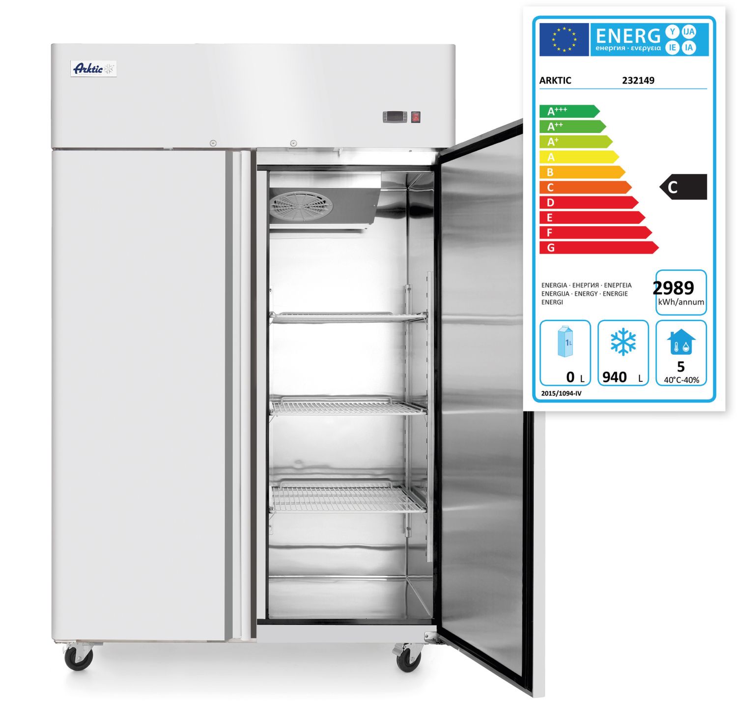 2-Dverová mraziaca skriňa Profi Line 1240 l, Arktic, Profi Line, GN 2/1, 230V/980W, 1314x800x(H)2082mm