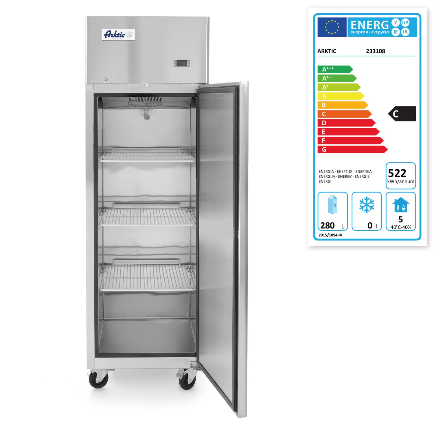Jednodverové dvere chladničky 410 l, Arktic, Profi Line, 230V/290W, 600x740x(H)1950mm
