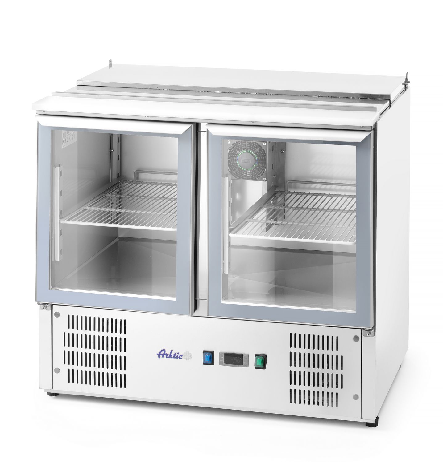 Chladiaci stôl 2-dverový zasklený so sklopným vekom, Arktic, 247L, 230V/145W, 900x700x(H)860mm