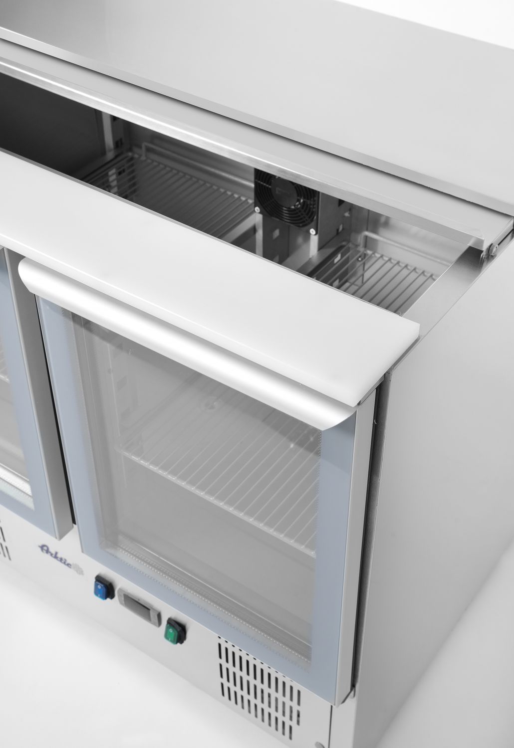 Chladiaci stôl 2-dverový zasklený so sklopným vekom, Arktic, 247L, 230V/145W, 900x700x(H)860mm