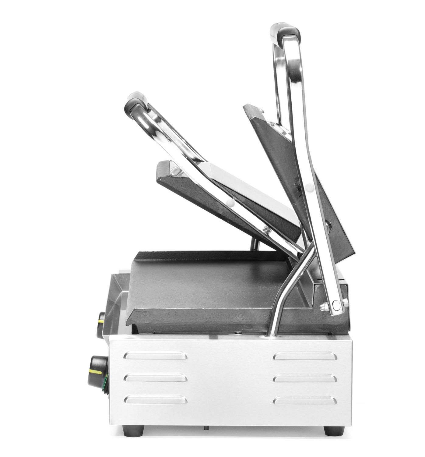 Dvojitý kontaktný gril, HENDI, drážkovaný vrch a hladké dno, 230V/3600W, 570x375x(H)216mm