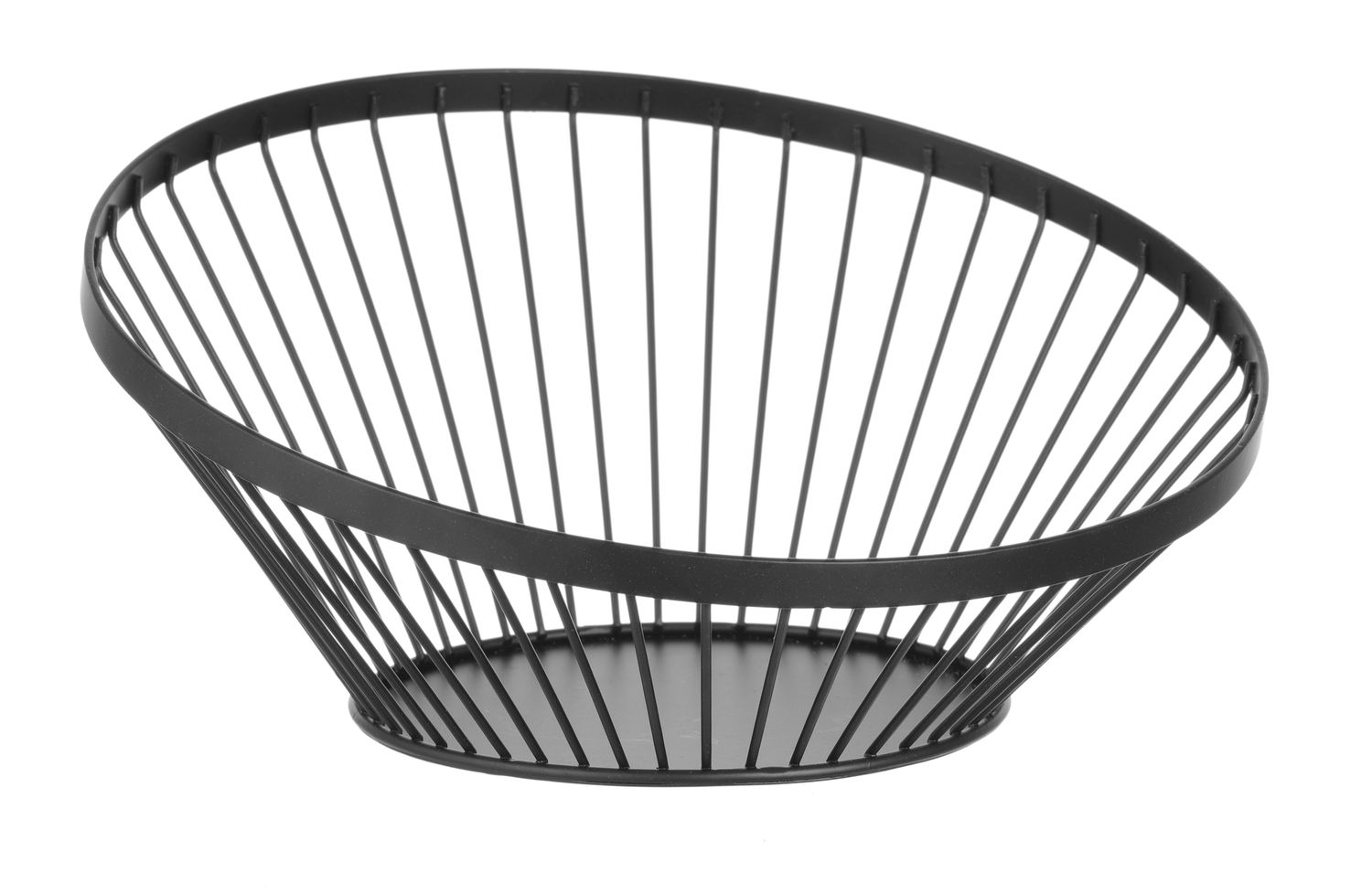 Košík na ovocie šikmý, okrúhly, čierny, HENDI, ⌀280x(H)130mm
