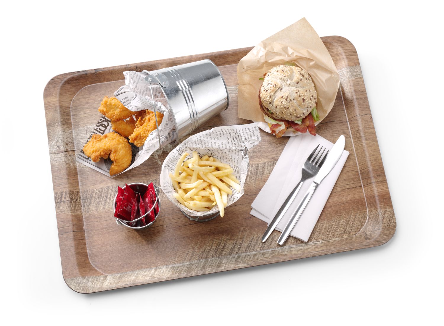 Servírovací podnos s laminátom z melamínu, so vzorom dreva, AmerBox, Dubová, 370x530mm