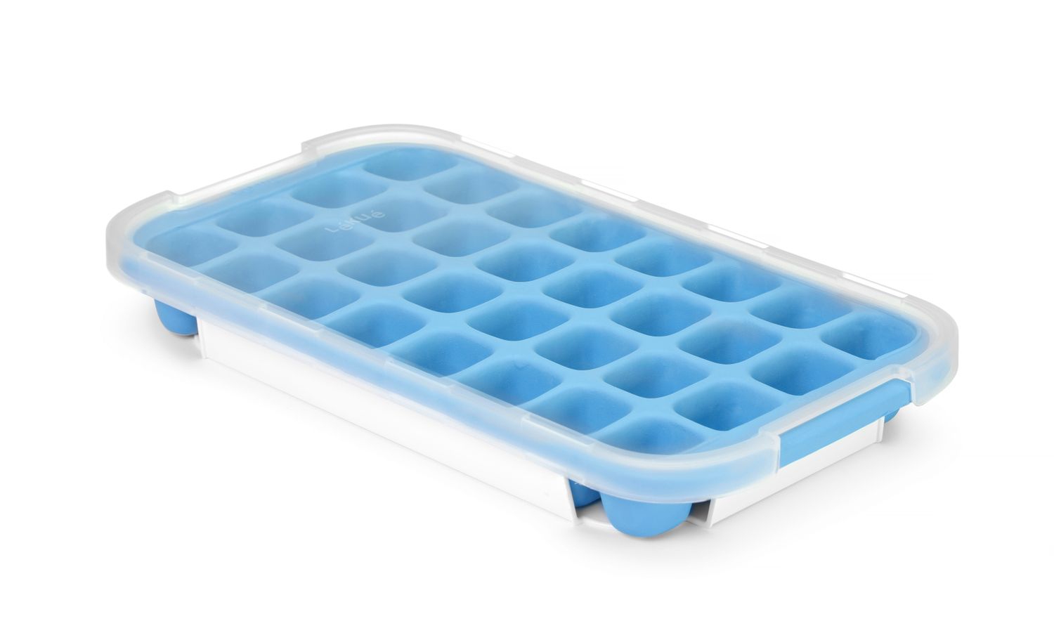 Forma na kocky ľadu s vekom a spodným zásobníkom, BarUp, Modrá, 337x170mm