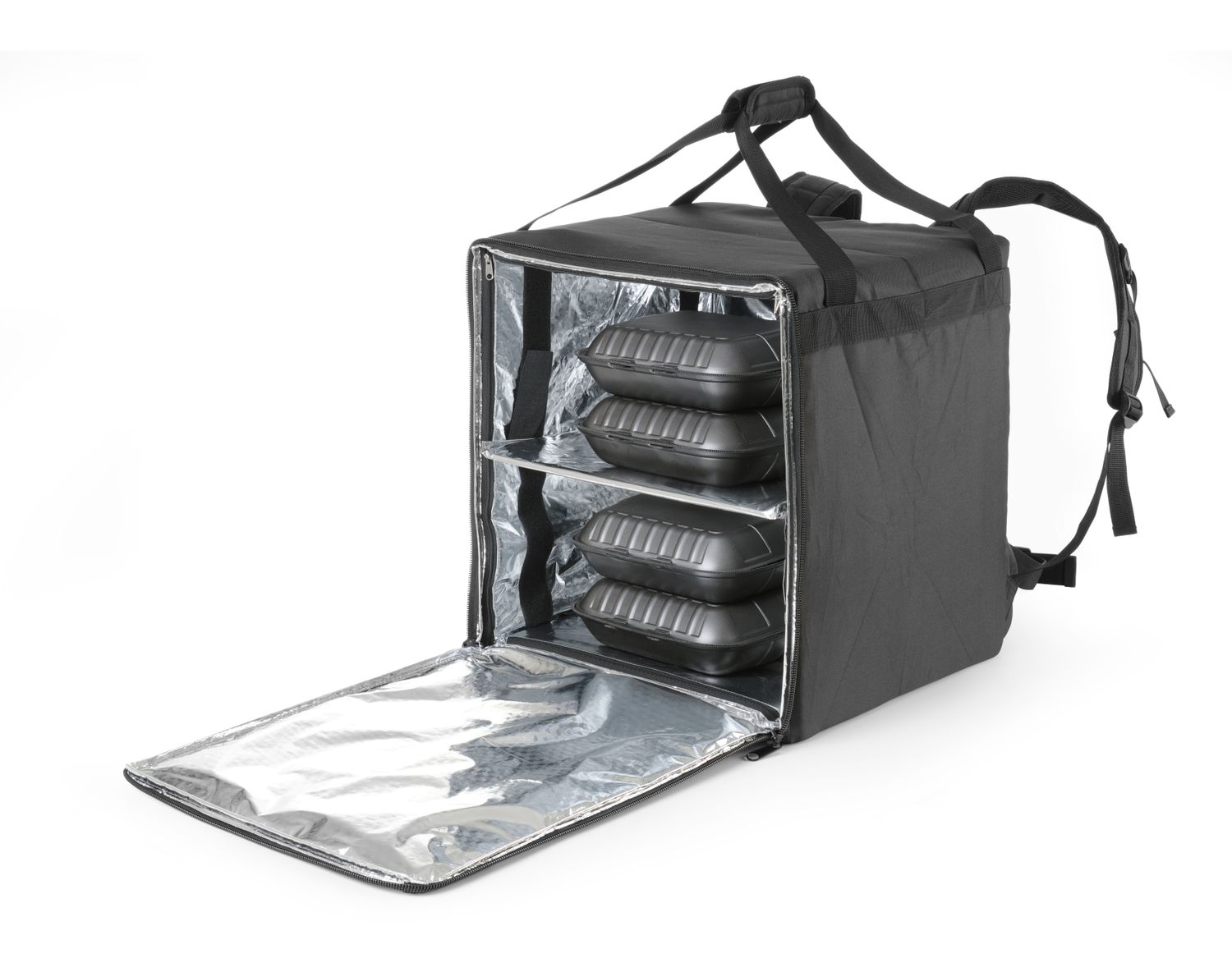Izolovaný batoh na prepravu potravín, HENDI, 75,2L, Čierna, 410x410x(H)480mm