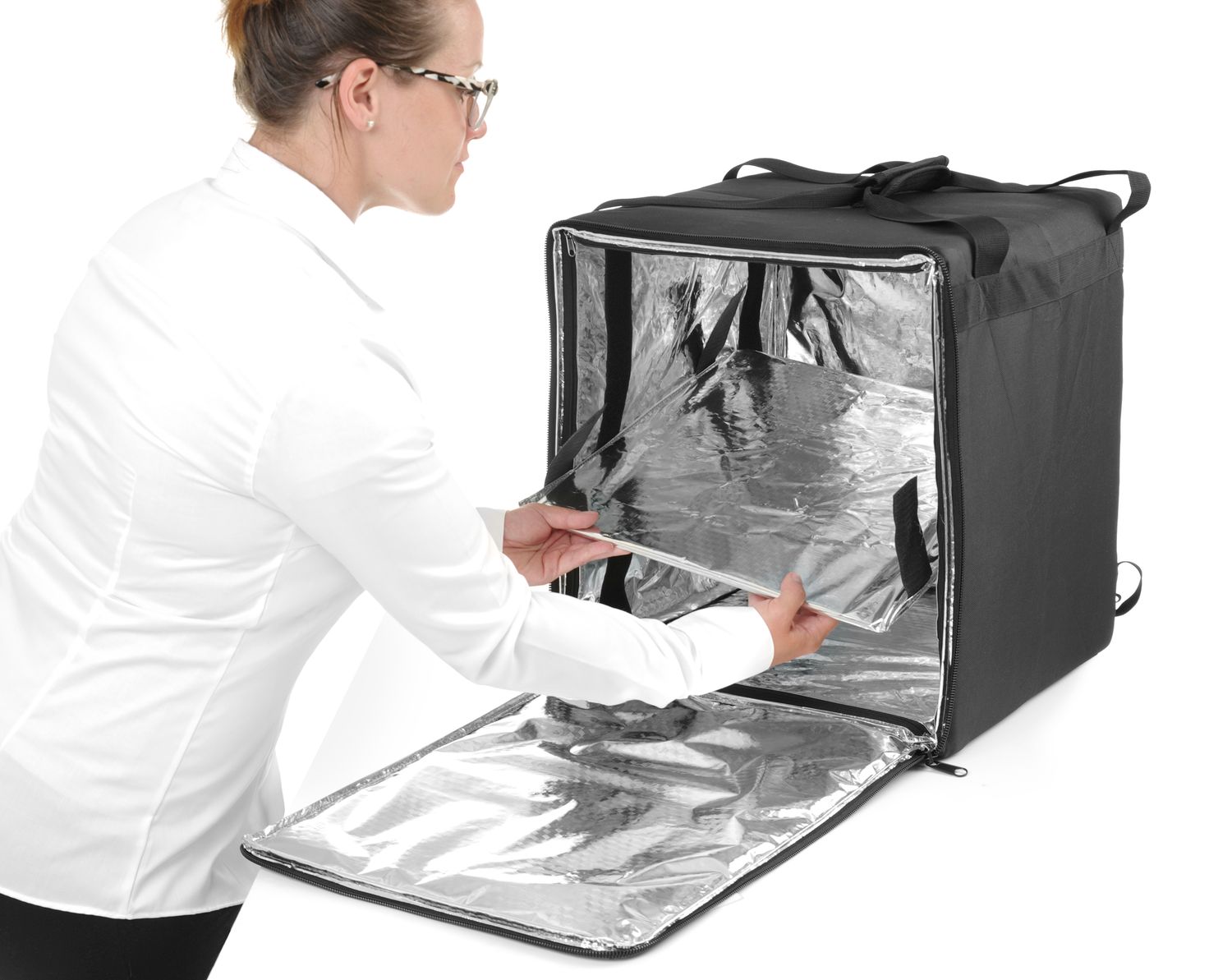 Izolovaný batoh na prepravu potravín, HENDI, 75,2L, Čierna, 410x410x(H)480mm