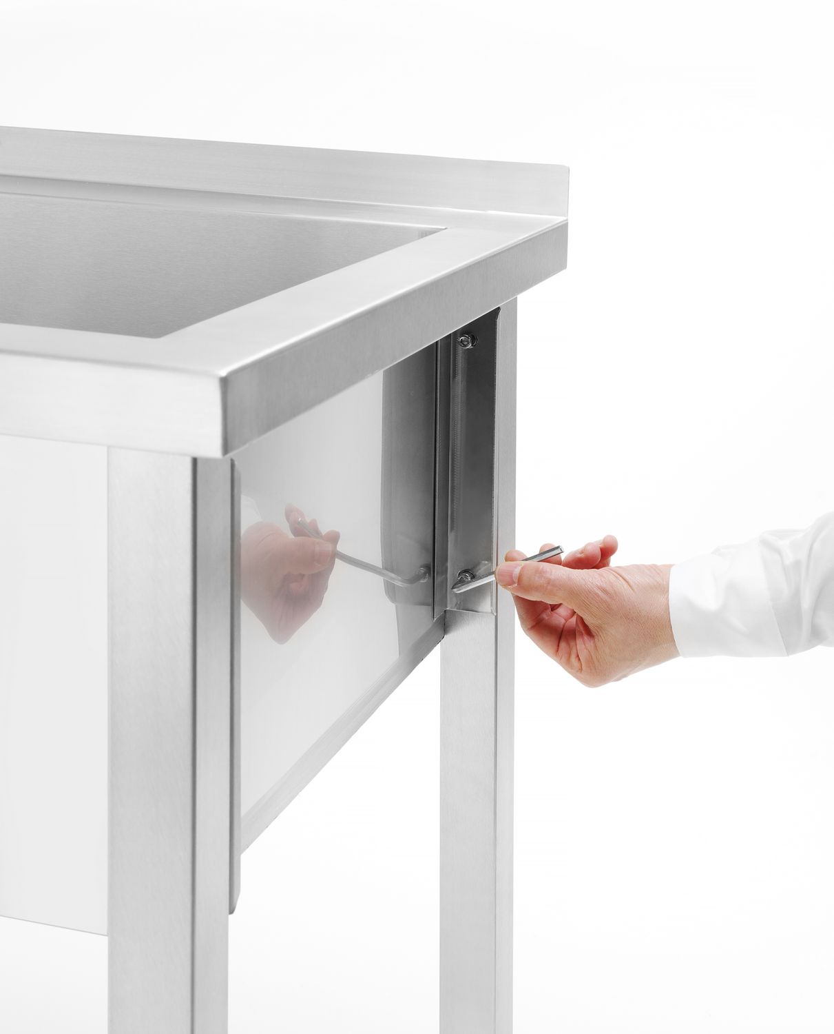 Stôl s jedným drezom, bez spätného striekania – skrutkový, hĺbka 600 mm, HENDI, Budget Line, 800x600x(H)850mm