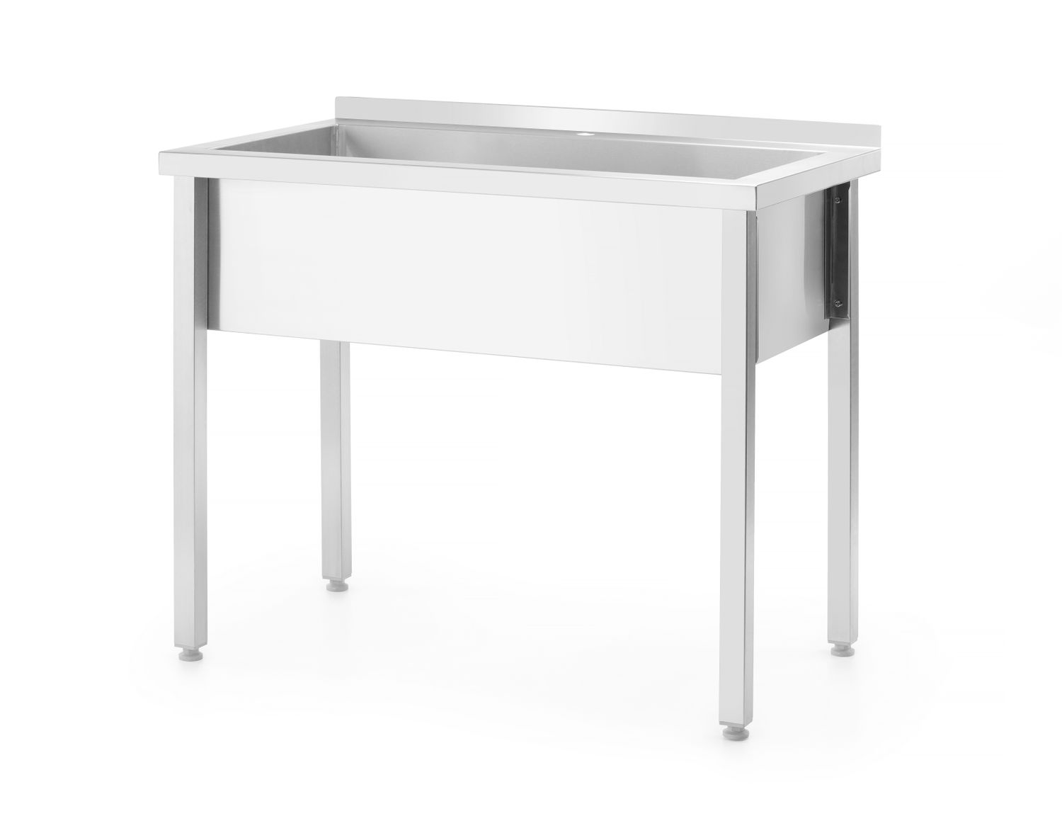 Stôl s jedným drezom, bez spätného striekania – skrutkový, hĺbka 600 mm, HENDI, Budget Line, 1000x600x(H)850mm