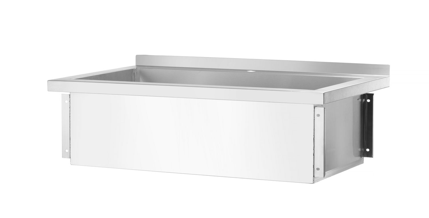 Stôl s jedným drezom, bez spätného striekania – skrutkový, hĺbka 600 mm, HENDI, Budget Line, 1000x600x(H)850mm