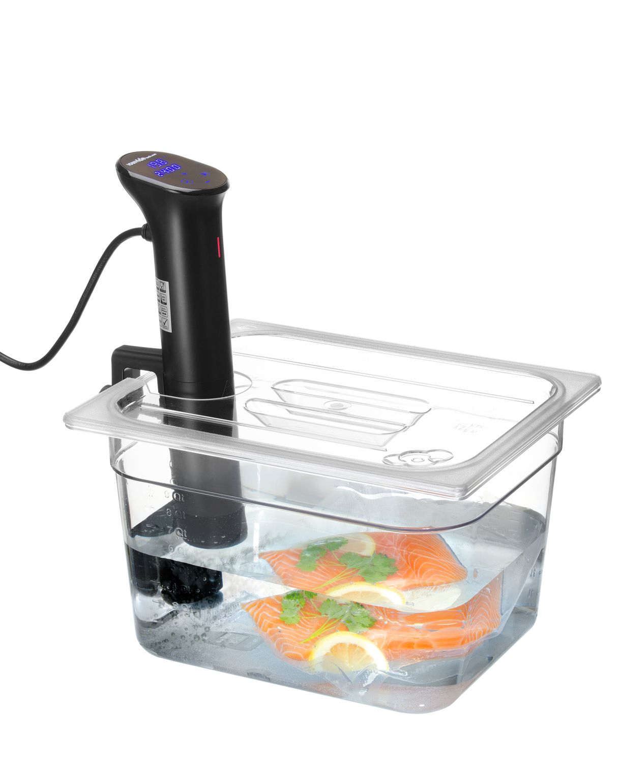 Pokrievka pre nádoby GN z polykarbonátu s otvorom na sous vide, HENDI, GN 1/2, Priehľadná, 265x325mm
