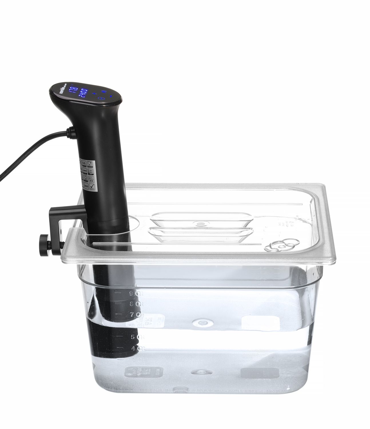 Pokrievka pre nádoby GN z polykarbonátu s otvorom na sous vide, HENDI, GN 1/2, Priehľadná, 265x325mm