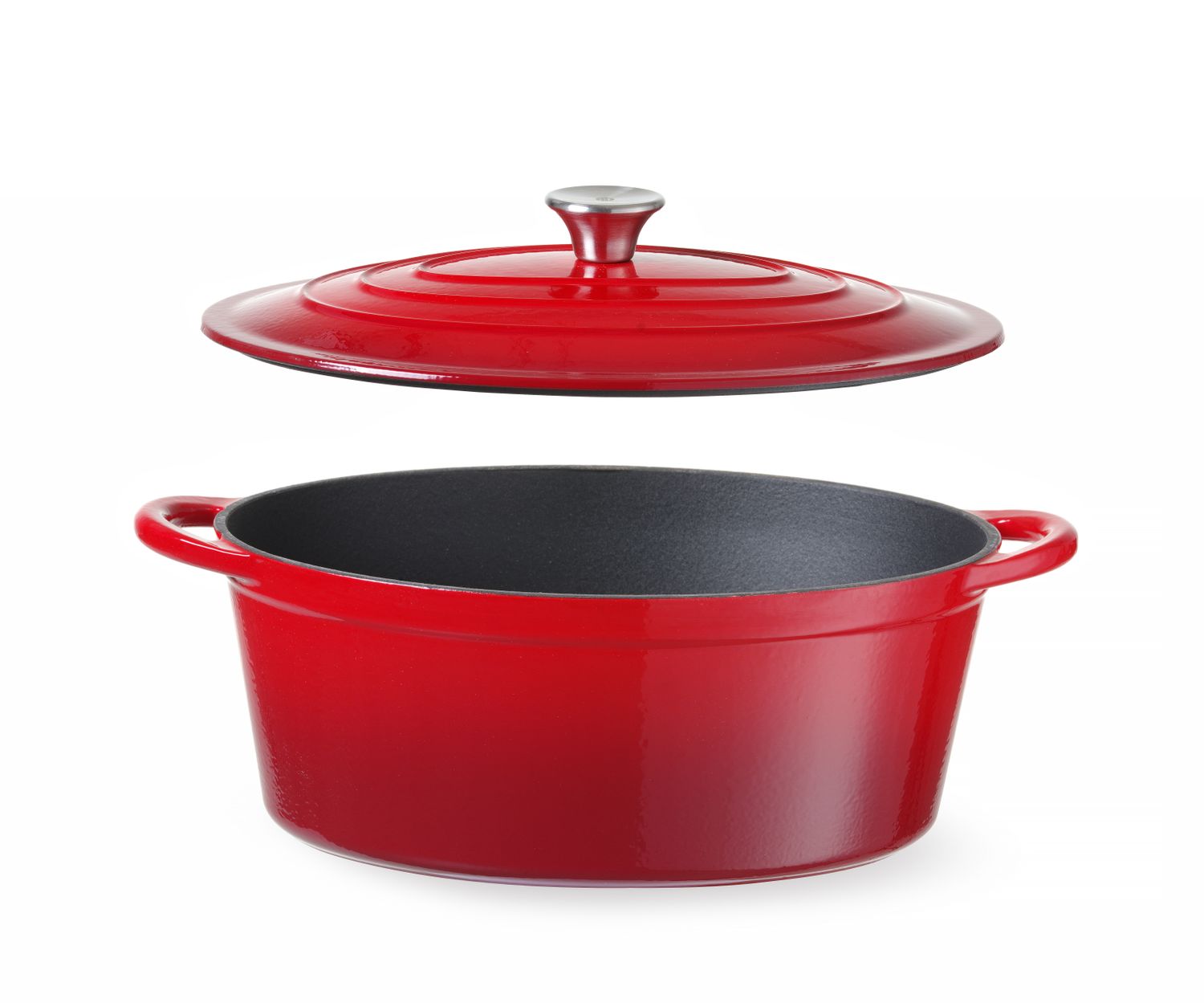 Liatinový smaltovaný kastról, HENDI, 6,88L, Červená, 405x255x(H)134mm