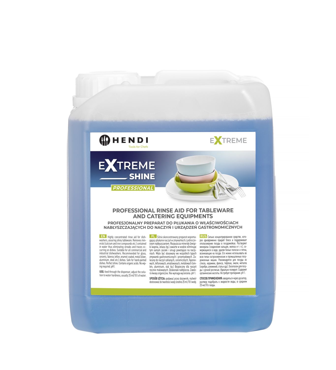 Oplachovací prostriedok Extreme Shine Professional na riad a stravovacie zariadenia, HENDI, 5 l