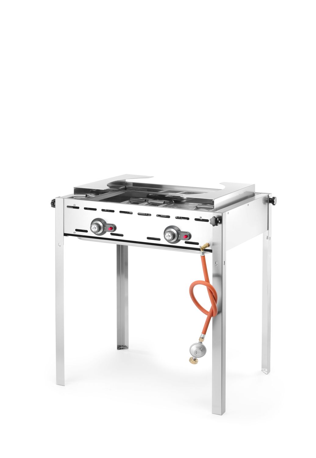 2-horákový plynový gril Green Fire Profi Line, HENDI, Profi Line, Smaltovaná liatinová panva a mriežka GN 1/1, 11,6kW, 740x615x(H)825mm