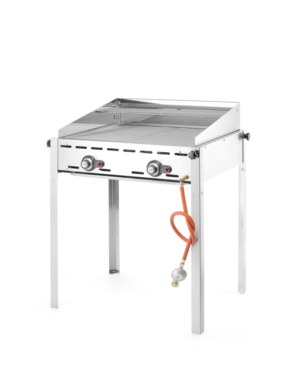 2-horákový plynový gril Green Fire Profi Line, HENDI, Profi Line, Smaltovaná liatinová panva a mriežka GN 1/1, 11,6kW, 740x615x(H)825mm