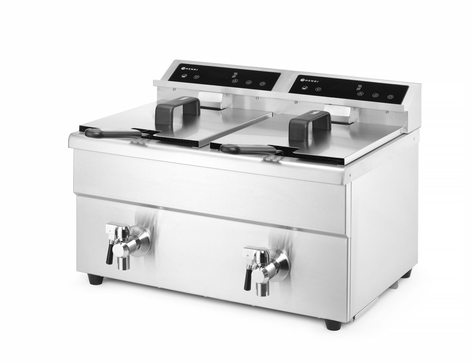 Indukčná fritéza s výpustným ventilom – 2x 8 l, HENDI, Profi Line, 16L, 230V/7000W, 577x609x(H)410mm