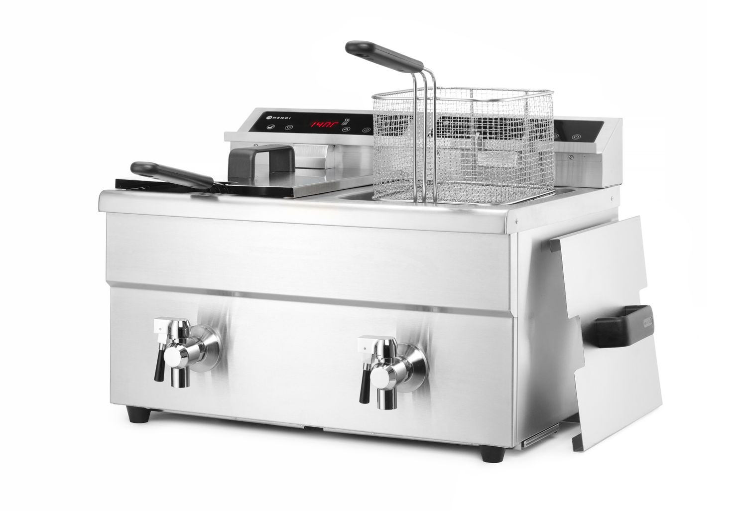 Indukčná fritéza s výpustným ventilom – 2x 8 l, HENDI, Profi Line, 16L, 230V/7000W, 577x609x(H)410mm
