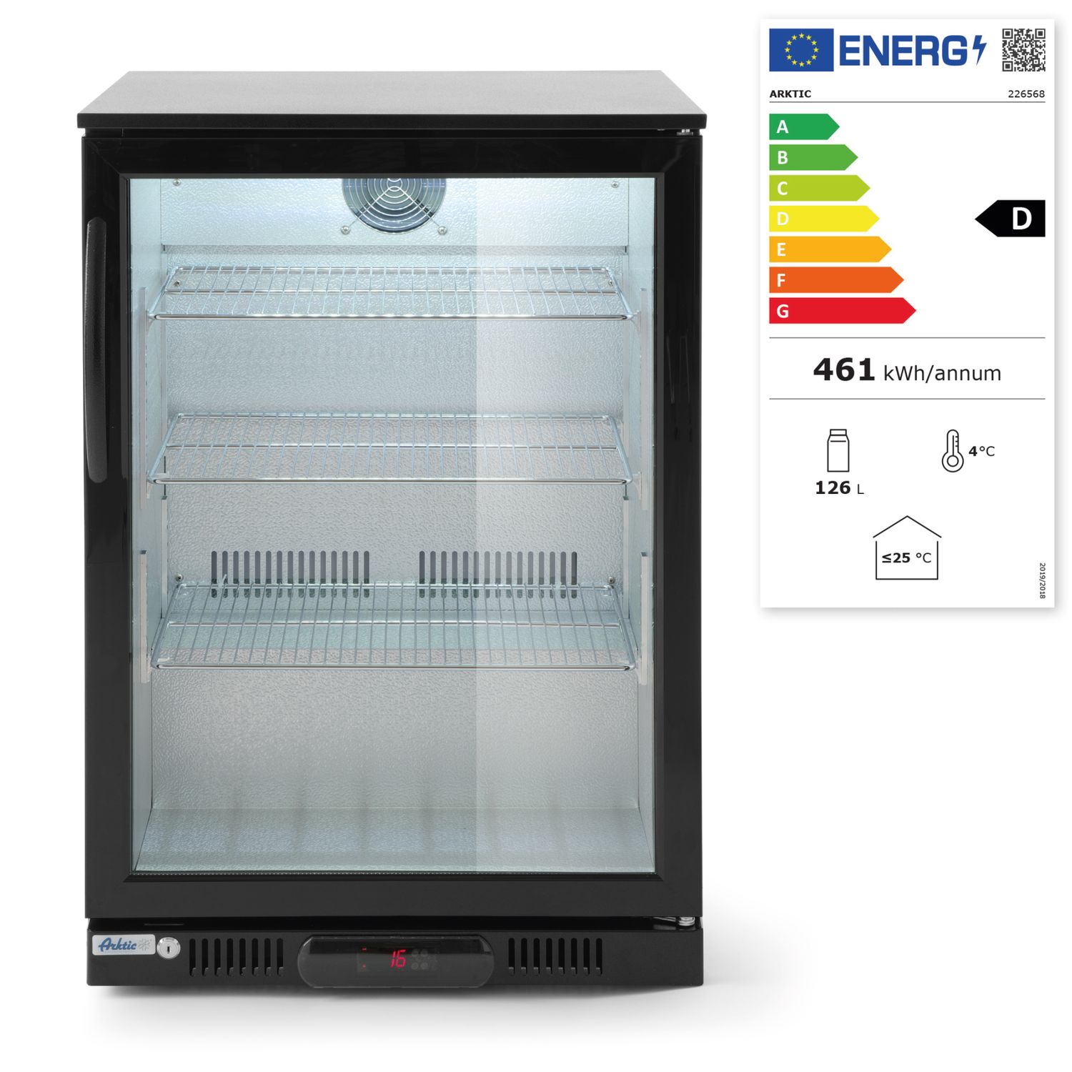 Barová chladnička, jednodverová, Arktic, 105L, Čierna, 220-240V/120W, 600x530x(H)865mm