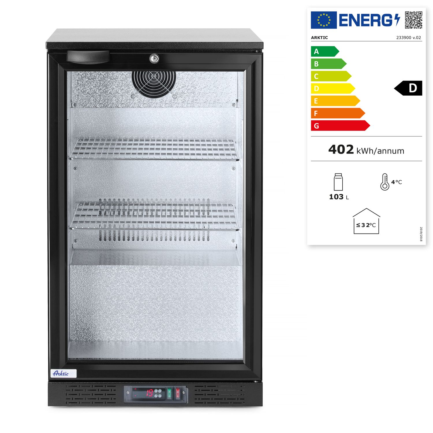 Barová chladnička, jednodverová, Arktic, 86L, Čierna, 220-240V/120W, 500x530x(H)865mm