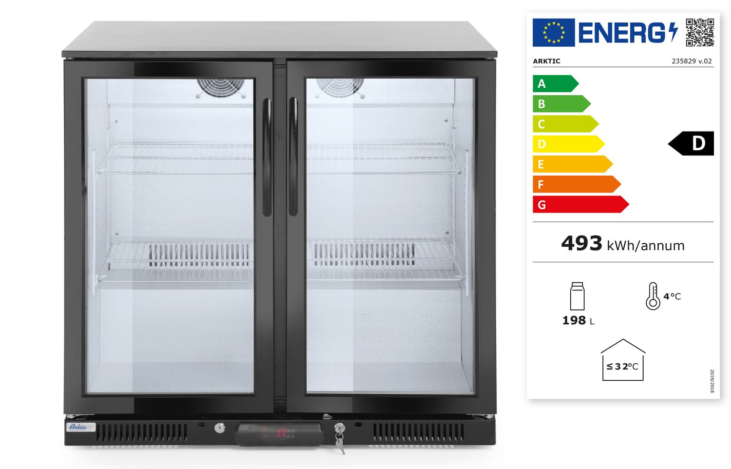 Dvojdverová chladnička so zadnou lištou, Arktic, 158L, Čierna, 220-240V/160W, 900x530x(H)870mm