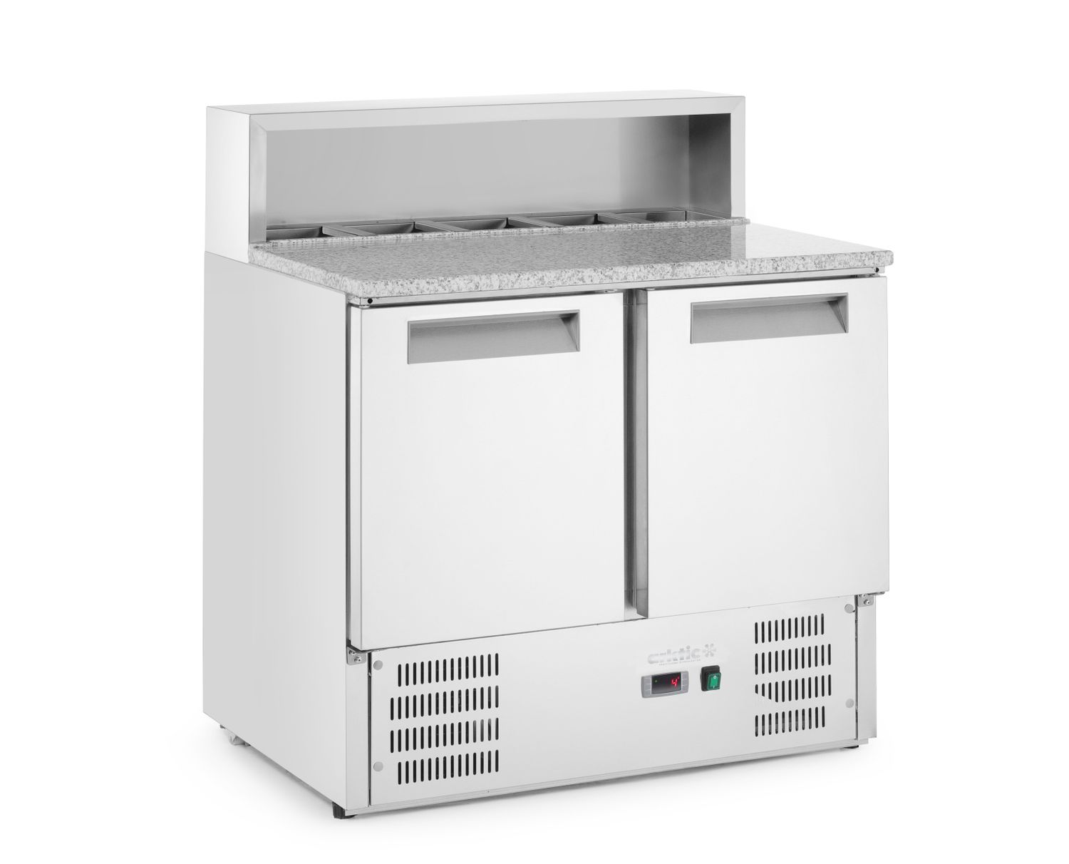 Chladiaci stôl 2-dverový s nadstavbou a granitovou pracovnou doskou, Arktic, 247L, 230V/145W, 900x700x(H)1070mm