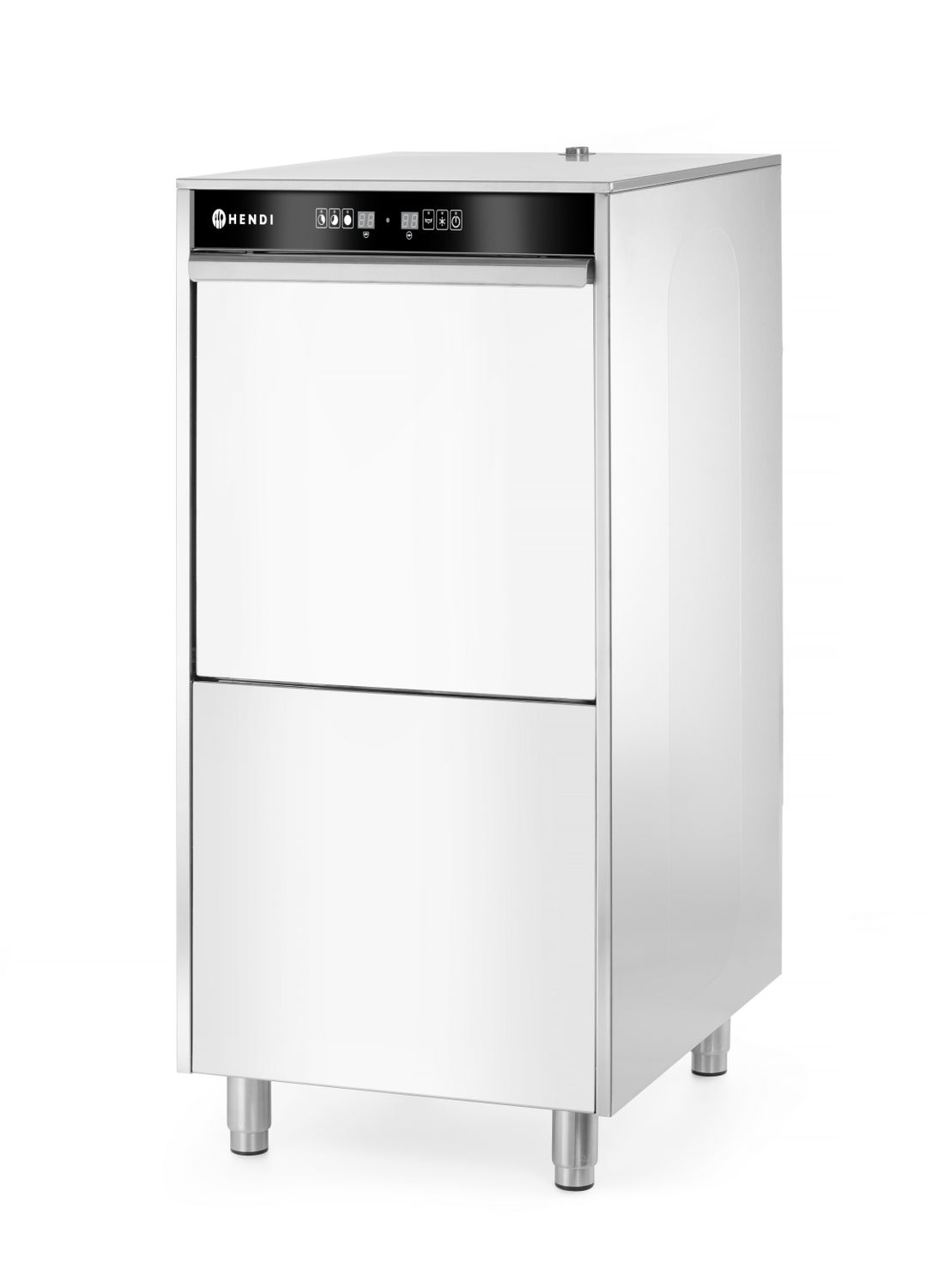 Umývačka riadu na tácky a hrnce 50x60 – elektronicky ovládaná, s dávkovačom čistiaceho prostriedku a odtokovým čerpadlom, HENDI, 400V/7100W, 595x777x(H)1335mm
