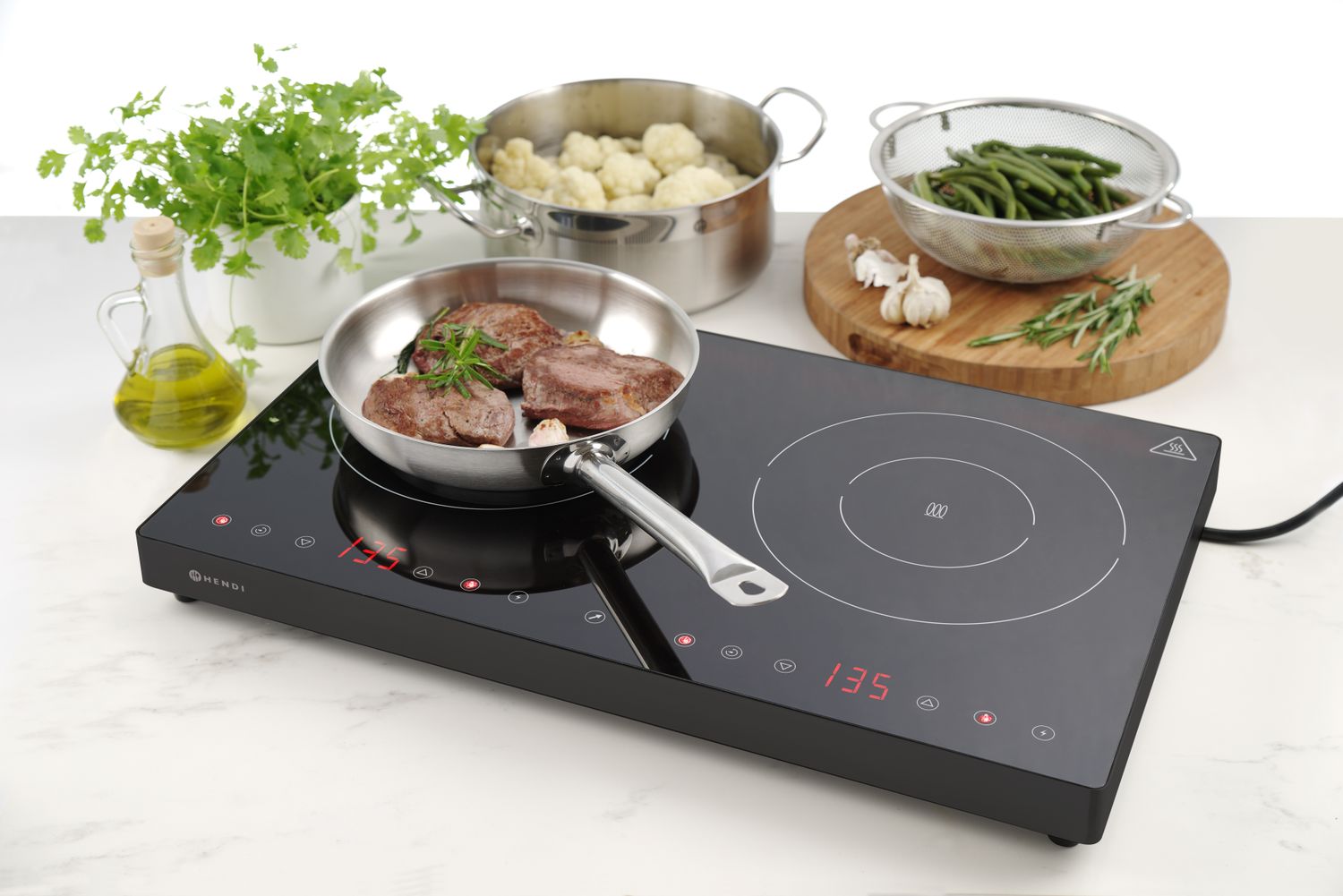 Indukčný varič dvojitý, HENDI, Kitchen Line, 230V/3500W, 608x405x(H)54mm