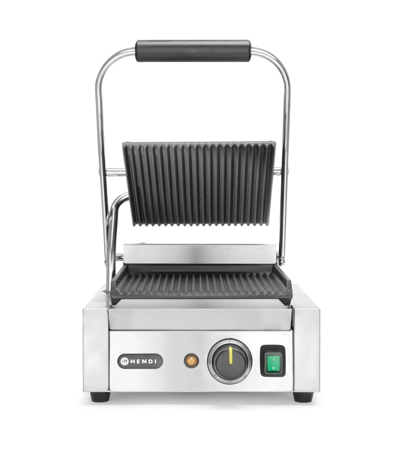 Jednoduchý kontaktný gril, HENDI, drážkovaný vrch a spodok, 230V/1800W, 310x375x(H)216mm
