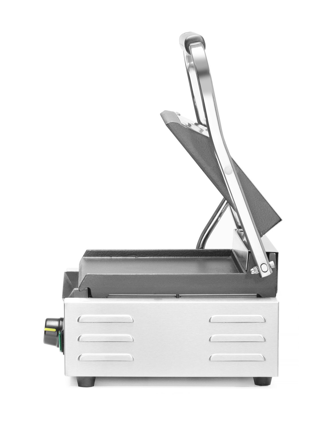 Jednoduchý kontaktný gril, HENDI, drážkovaný vrch a hladké dno, 230V/1800W, 310x375x(H)216mm