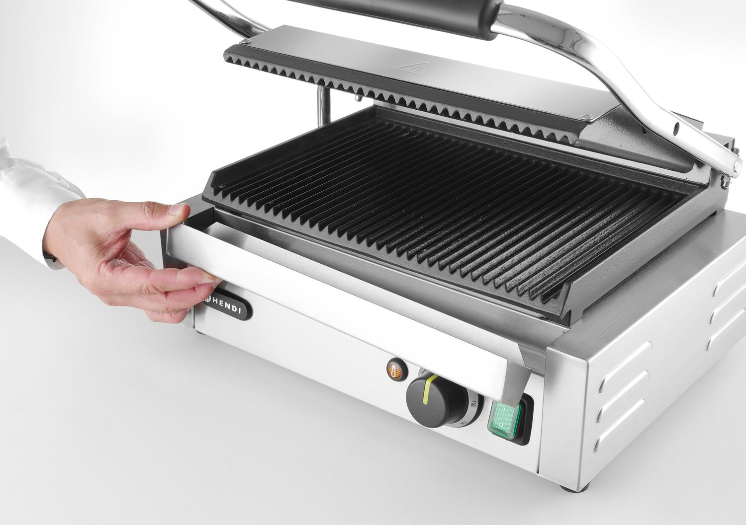 Kontaktný grill Panini, HENDI, drážkovaný vrch a spodok, 230V/2200W, 430x375x(H)216mm