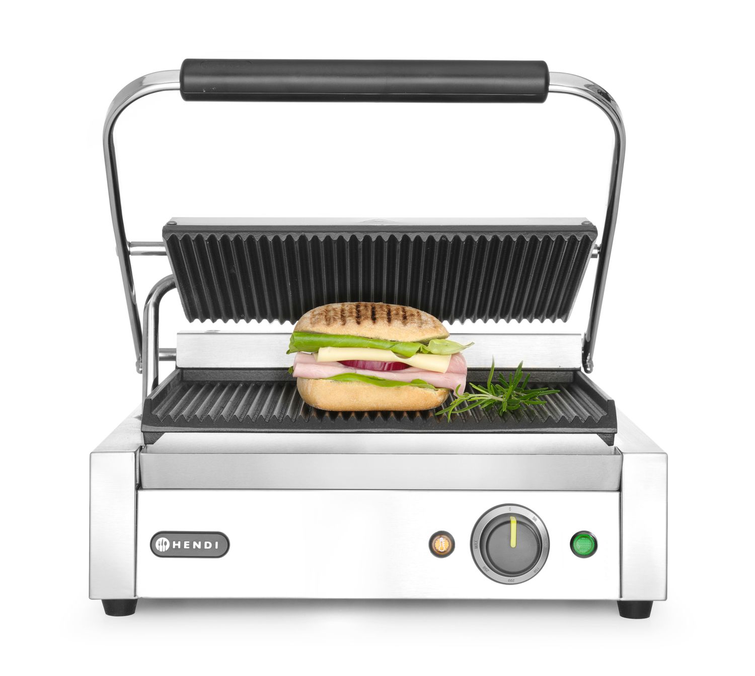 Kontaktný grill Panini, HENDI, drážkovaný vrch a spodok, 230V/2200W, 430x375x(H)216mm