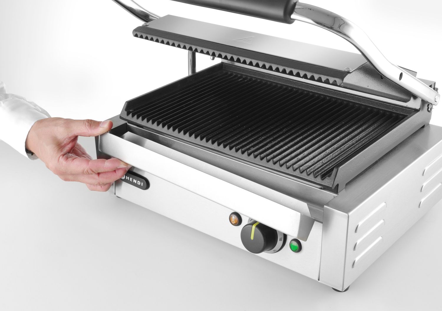 Kontaktný grill Panini, HENDI, drážkovaný vrch a spodok, 230V/2200W, 430x375x(H)216mm