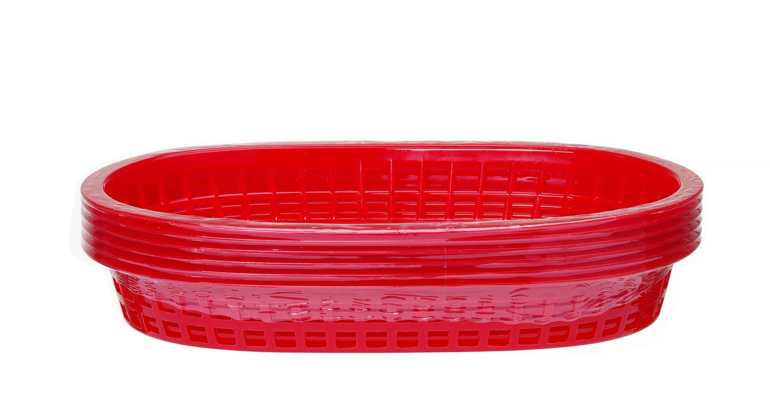 Košík na pečivo oválny, HENDI, Červená, 6 ks, 272x175x(H)38mm